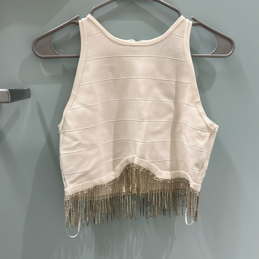 Sparkle fringe crop top